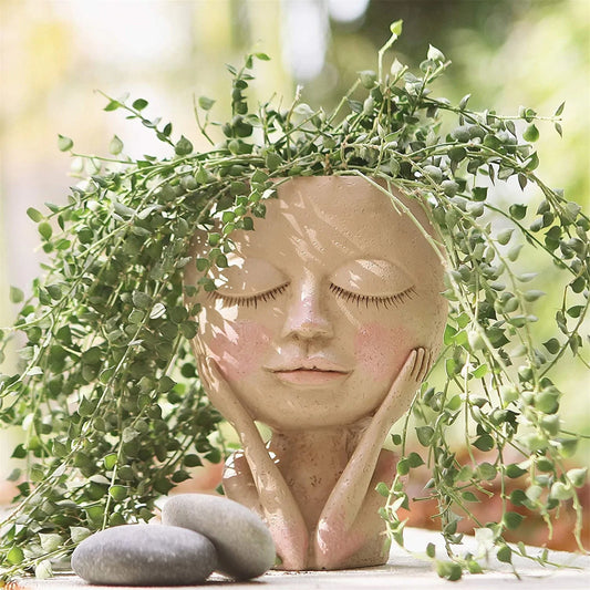 Woman Face Head Plant Pot